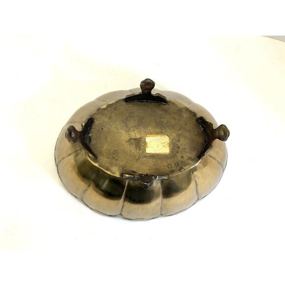 Vintage Art Deco Footed Brass Oval Bowl/Planter – Medium, Ornate - Picture 4 of 7
